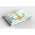 thumbnail image 2 of Ambesonne Vintage Pillow Sham 2 Pack, Marine Golden Anchor, 36"x20", Pale Blue White, 2 of 3