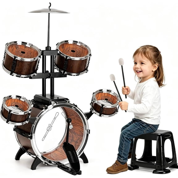 Haonedor Kids Drum Set for Toddlers, Musical Toy Drum Set for Kids Age 3-5, Christmas Birthday Gifts for Boys & Girls Age 4-8