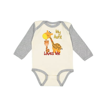 

Inktastic My Aunt Loves Me Giraffe Gift Baby Boy or Baby Girl Long Sleeve Bodysuit