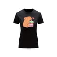 thumbnail image 2 of Playera Blusa De Capybara Tomando Refresco Ropa Divertida Para Mujer Capibara Color Negro Talla Chica Marca Emil SaEs, 2 of 4