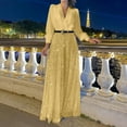 thumbnail image 2 of QATAINLAV Womens Loose V Neck Long Sleeve Jumpsuits Fashion Glitter Sequin Splicing Wide Leg Jumpsuit Evening Sparkly Fold One Piece Pants Party Outfit Gold XL, 2 of 7