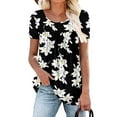 thumbnail image 6 of ONLYSHE Women's Summer Short Sleeve Tunic Tops O neck Summer Dressy Shirts Loose Fit Pleated Blouses, 6 of 7