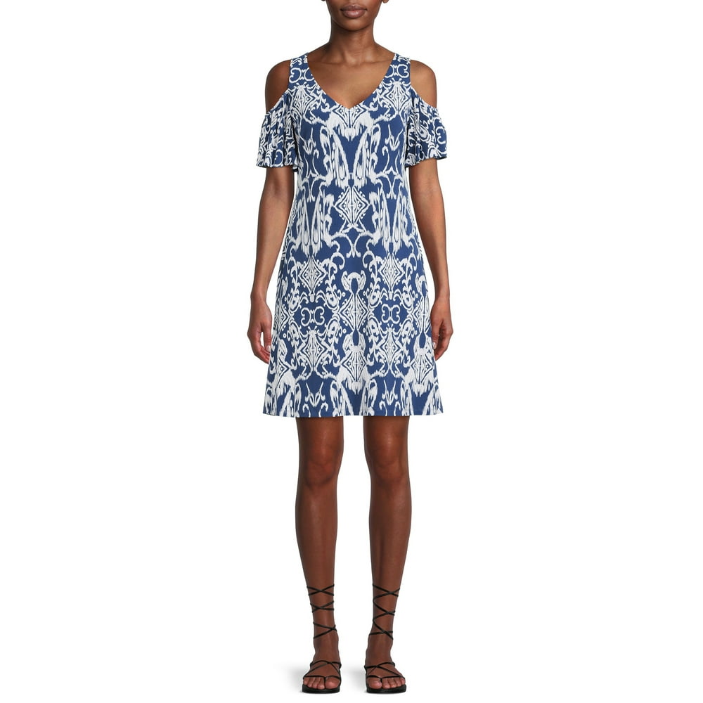MSK MSK Women's Printed Cold Shoulder Dress