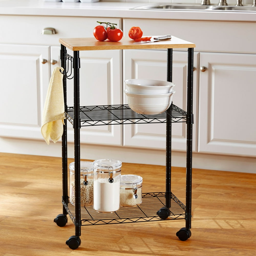Mainstays MultiPurpose Kitchen Cart, Black Metal Finish