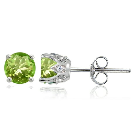 Glitzy Rocks Sterling Silver Gemstone And White Topaz Crown Stud Glitzy Rocks Sterling Silver Gemstone And White Topaz Crown Stud Earrings