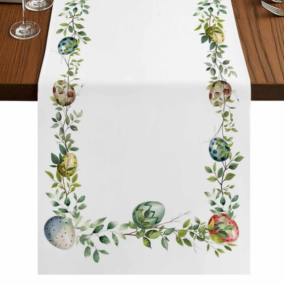 Table Runners 72 Inches Long Dress Scarves, Green Eggs Easter Farmhouse Kitchen Table Runner, Coffee Tablerunners, Leaves Elegant Pastoral Botanical 16x72 Inch