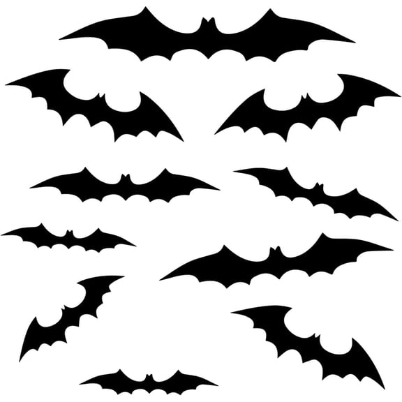 Spooky Black Halloween Bats Stickers - 96 Pack - Wall Art Vinyl Decal Bats Sticker - Window Vinyl Decals - Door Vinyl Decals - Removable Vinyl Decoration Stickers - Halloween Vinyl Decals
