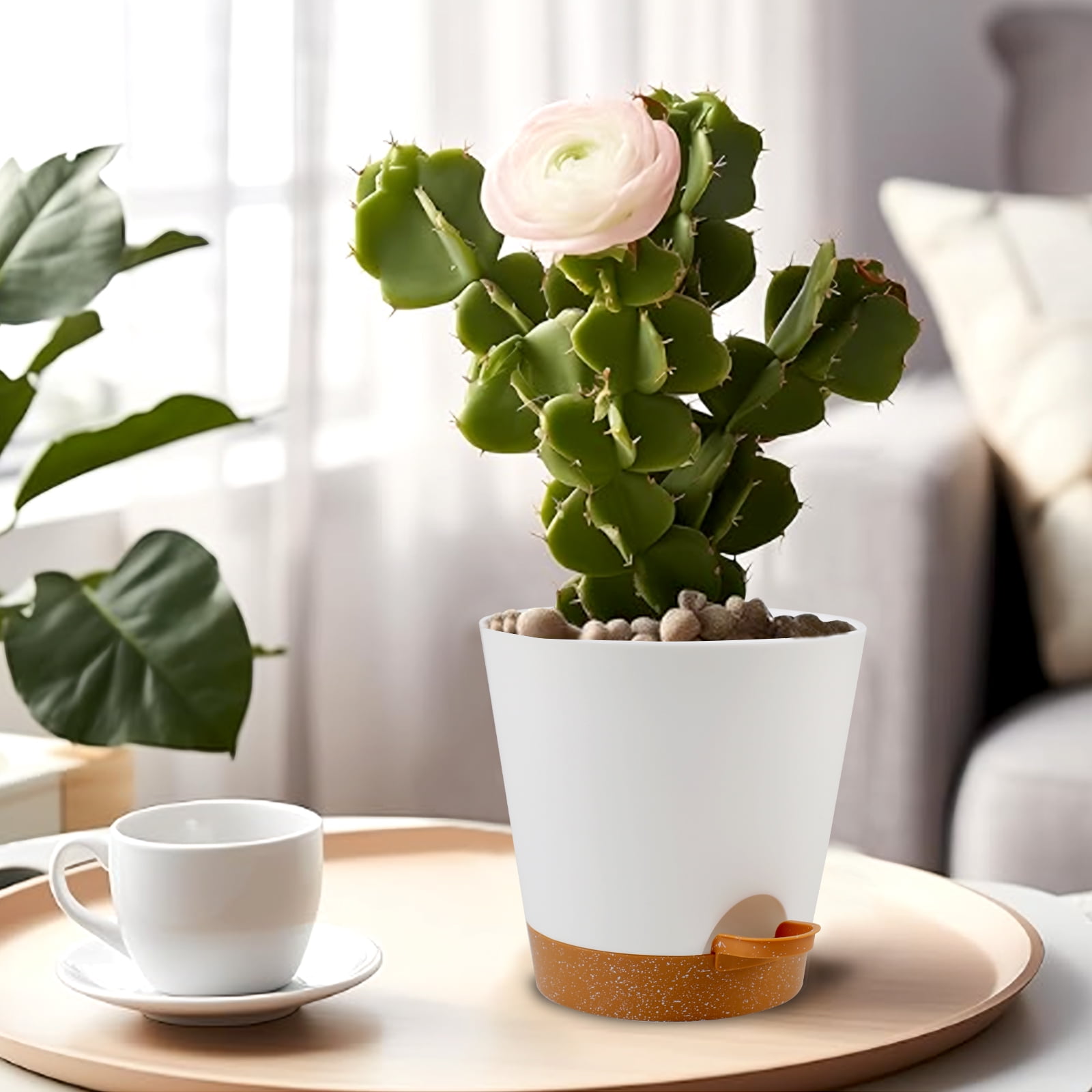 <p>Guirnd Indoor Self Watering Planters with Drainage Holes and Saucers,8,7,6.5,6,5.5,5 inches,White, 6 Pots</p>