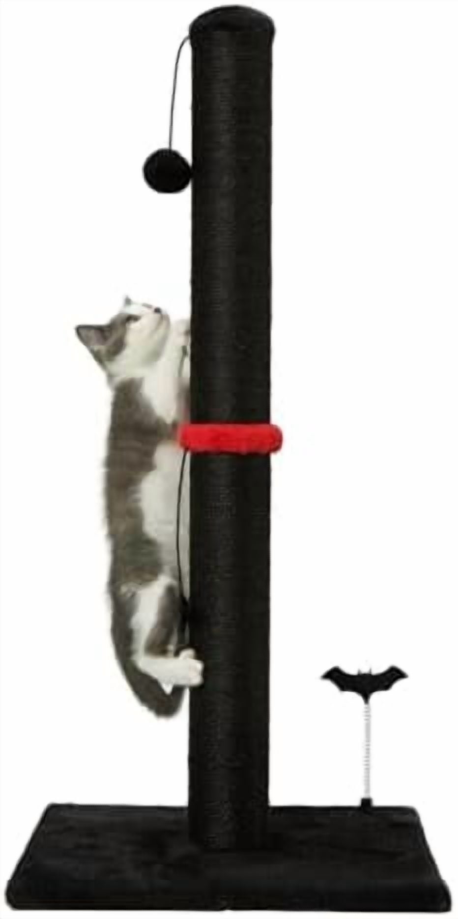 Cat Scratching Post Premium Sisal Scratch Posts with Hanging Ball Vertical Scratcher for Indoor Cats and Kittens,Black Black,34 inches for Adult Cats