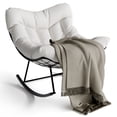 thumbnail image 4 of Outdoor Papasan Rocking Chair, Oversized Rocking Chair with Sturdy Metal Frame, Patio Rattan Egg Rocker for Balcony Backyard Porch Bedroom, 4 of 7
