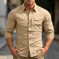 thumbnail image 3 of Dpjklzsn Men's Tactical Utility Shirt, Long Sleeve Ventilated Collared Shirt with Zip Dual Pockets, 3 of 10