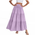 thumbnail image 2 of ClodeEU Women's Summer Solid Color High Waist A Line Maxi Skirt,Casual Flowy Pleated Long Skirt Purple,Women's Plus M, 2 of 5