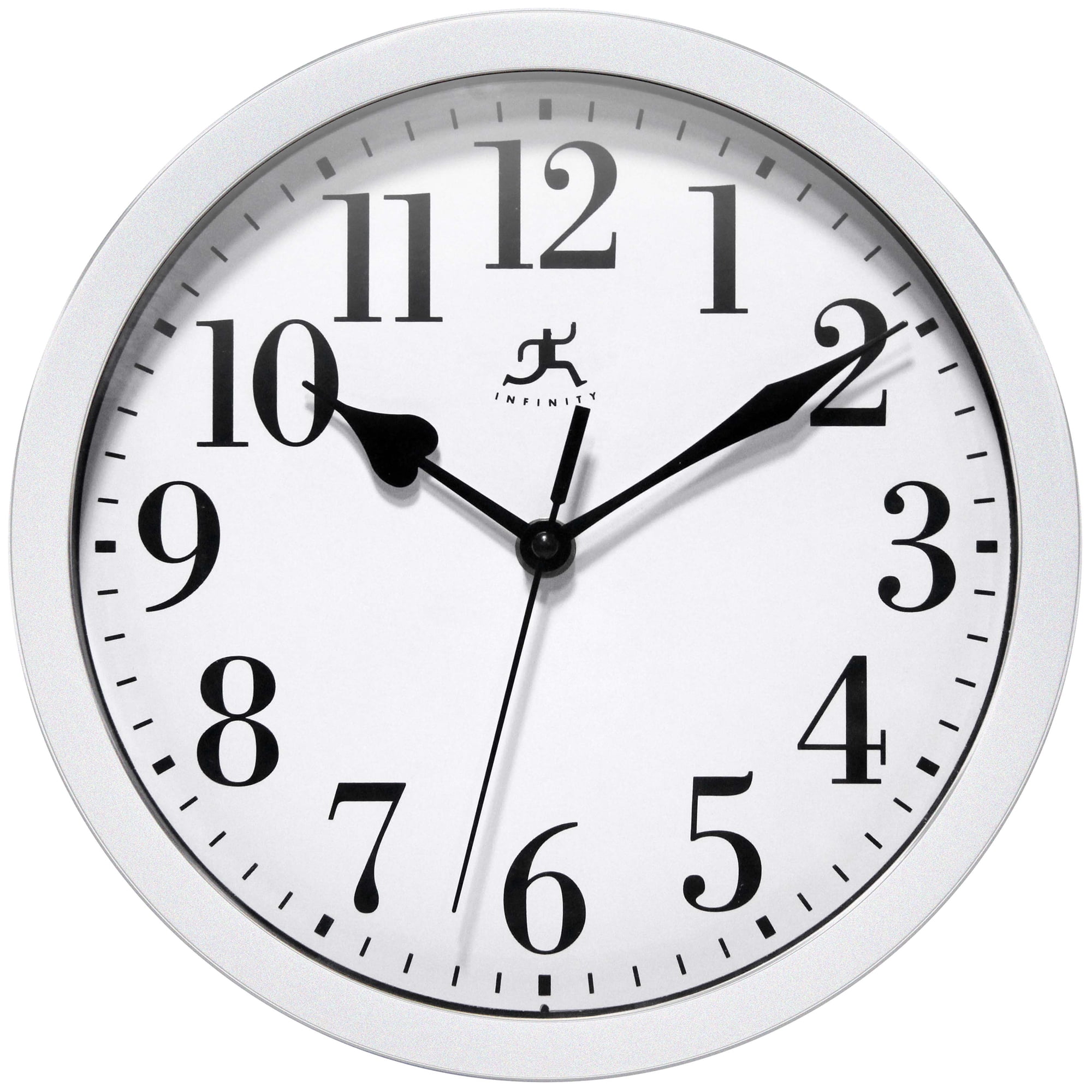 Infinity Instruments Classic Round Silver Traditional Wall Clock 9.625 Inch