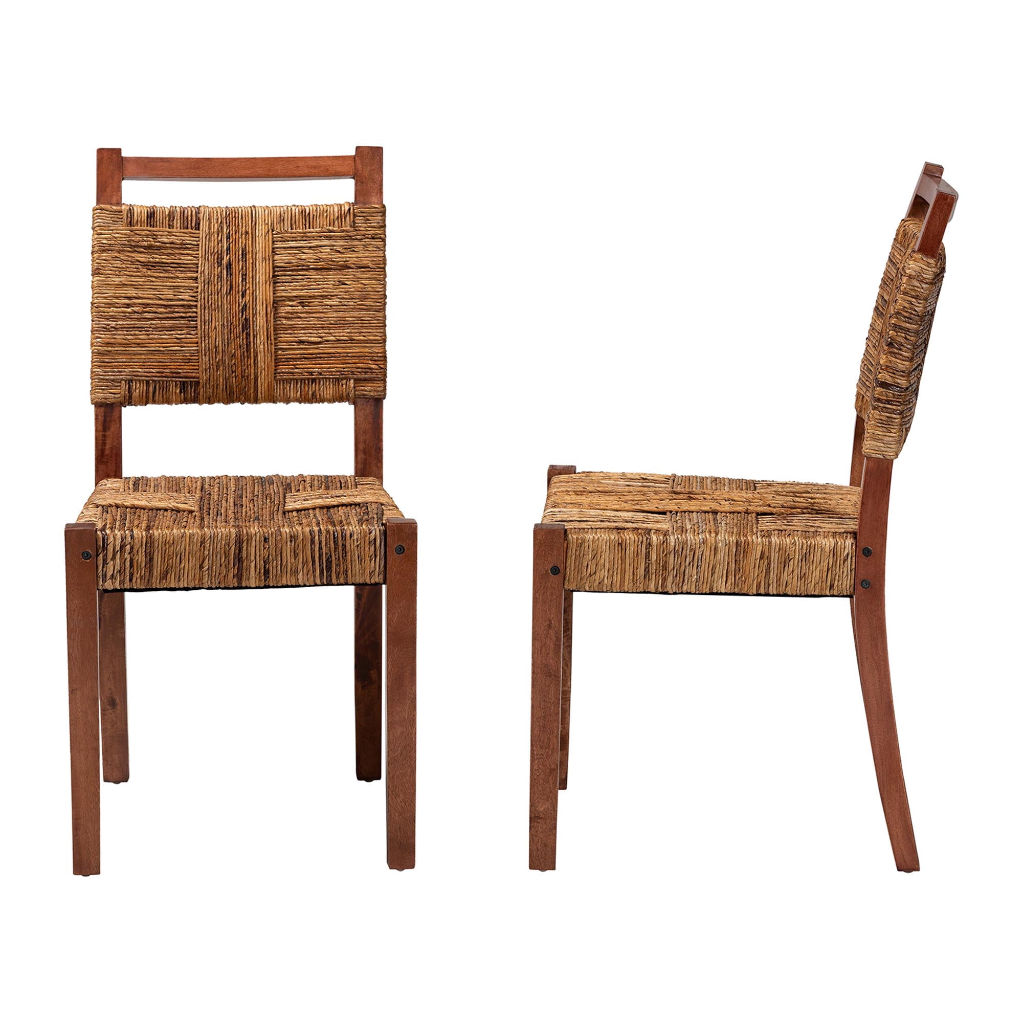 bali & pari Chabela Boho Dining Chair, Set of 2, Natural Brown