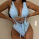 thumbnail image 2 of Gibobby Batas de baño mujeres spa Traje de baño sexy de color sólido para mujer Bikini sin espalda ajustado con cordones(Azul,CH), 2 of 5