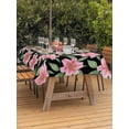 thumbnail image 3 of Outdoor Tablecloth with Umbrella Hole for Patio/Picnic/Party/Camping, Flowers Waterproof Table Cloth Rectangle Table Cover Washable, Pink Spring Floral Elegant Pastoral Watercolor (54"x 80"), 3 of 8