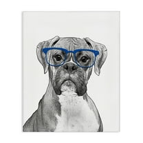 Stupell Industries Fun Boxer Dog Wearing Glasses Animals & Insects Painting Gallery Wrapped Canvas Print Wall Art