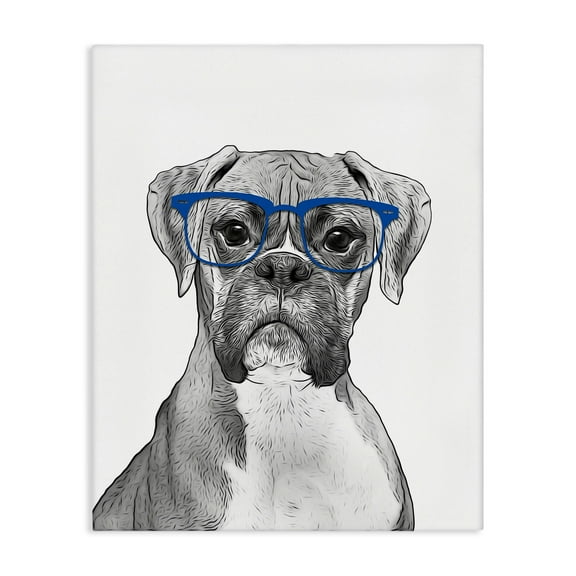 Stupell Industries Fun Boxer Dog Wearing Glasses Animals & Insects Painting Gallery Wrapped Canvas Print Wall Art