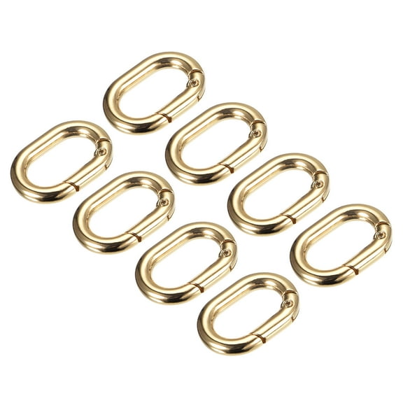 Uxcell 1.14 Inch Spring Oval Ring Round Snap Clip Trigger for Bag Purse Keychain, 8Pack Gold