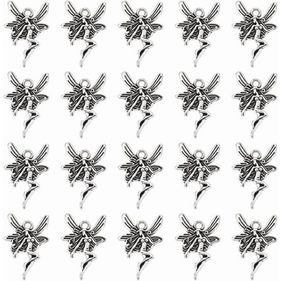 1 Box 80Pcs Silver Angel Charm Bulk Guardian Angels Charms Small Tibetan Style Metal Mini Fairy Charms Bulk for Jewelry Making Charms Keychain Earrings Necklaces DIY Crafting Women