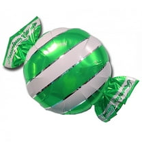 18 inch Peppermint Candy W/ Wrapper Ends - Green/ White Stripes Foil Mylar Balloon - Party Supplies Decorations