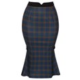 thumbnail image 1 of Falda midi con Fishtail Dobladillo y Cintura Alta con Tela de Cuadros para Mujer Falda Elegante Azul verde XS, 1 of 5