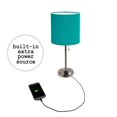thumbnail image 2 of LimeLights Brushed Steel Stick Lamp with Charging Outlet and Fabric Shade 2 Pack Set, 2 of 7