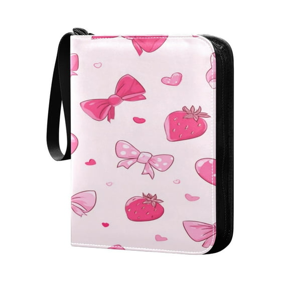 4 Pocket Card Binder with 50-page sleeve can hold 400 game cards Love Bow and Strawberries