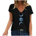 thumbnail image 2 of Puntoco - Camiseta de manga corta con cuello en V para mujer, holgada, informal, a la moda Puntoco Puntoco-5572, 2 of 5