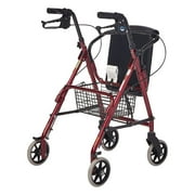 Lumex 4 Wheel Rollator Walkabout Junior Burgundy Lightweight Aluminum 1 Count