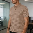 thumbnail image 6 of vdgthytj Mens Short Sleeve Shirts Lapel Collared Button Loose Fitted Pullover Tops Summer Breathable Striped Casual Shirts, 6 of 7
