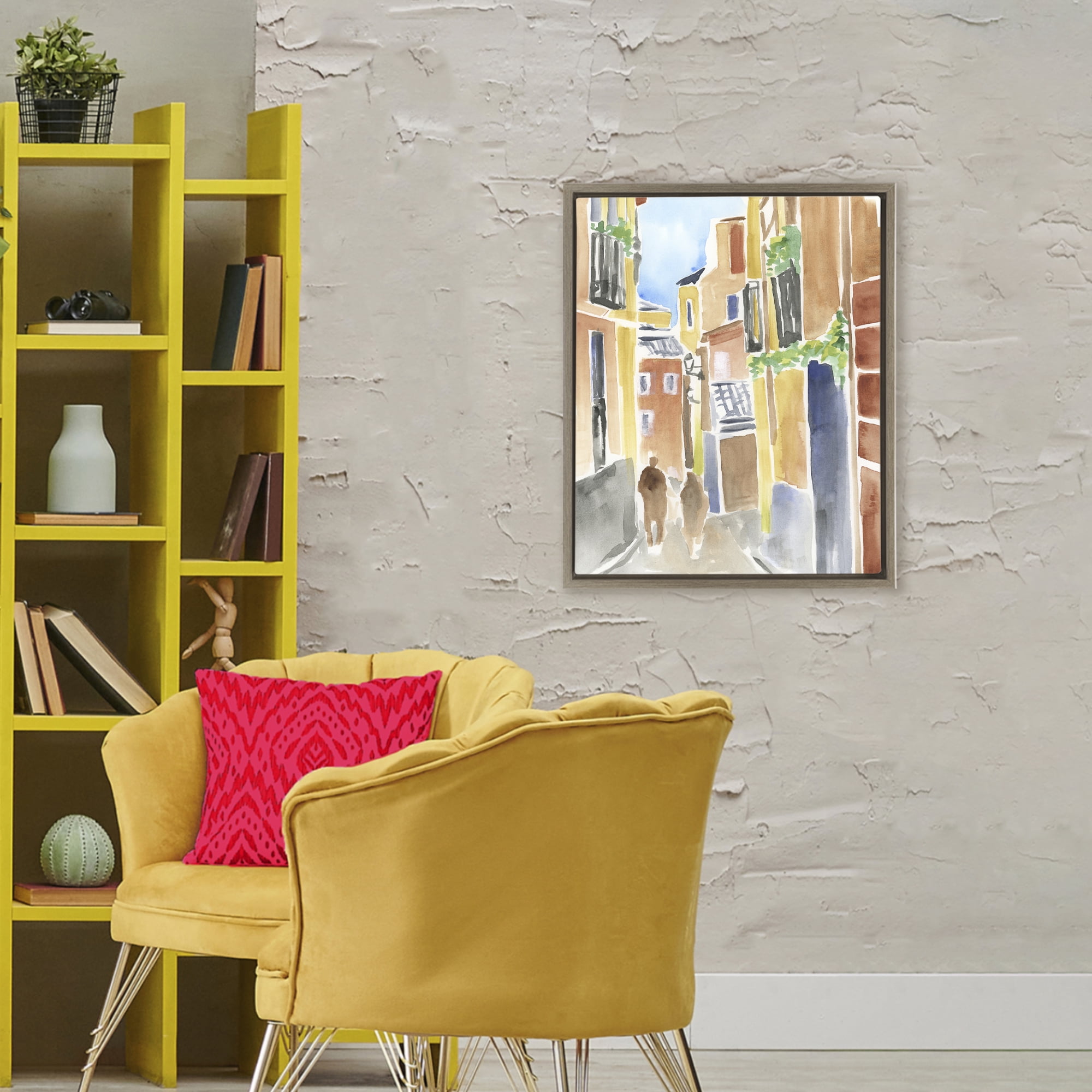 Stupell Industries Calles de Madrid Architecture Brown Framed Floater Canvas Wall Art, design by June Erica Vess