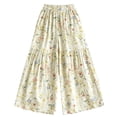 thumbnail image 5 of Arlun Womens Wide Leg Pants 2026 Summer Floral Print Elastic High Waist Palazzo Pants Boho Style Splicing Pleated Loose Lightweight Flowy Travel Vacation Trousers for Daily Wear 1-Green S, 5 of 5