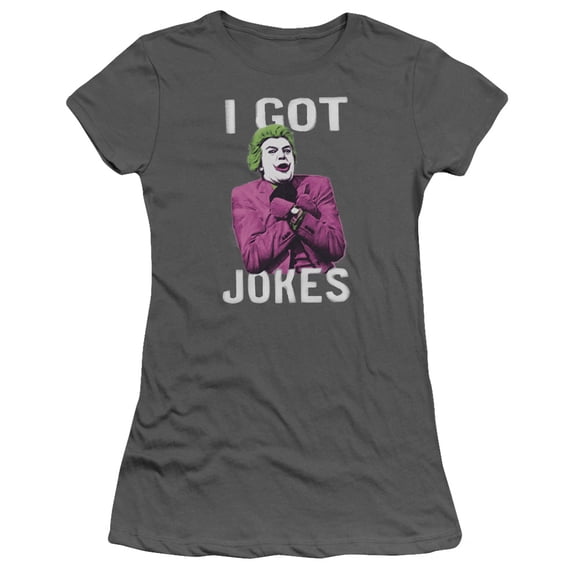 Batman Classic TV Got Jokes S/S Junior Women's T-Shirt Sheer-Charcoal