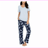 Splendid Women's Short sleeve v-neck shirt 2 pockets Pajamas Lounge Set XXL/Blue Floral