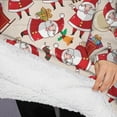 thumbnail image 3 of Oversized Wearable Blanket Hoodie,Beige Christmas Santa and Gift Pattern Sherpa Blanket Hoodie with Super Pockets,Super Warm Fuzzy Pullover for Women & Men, 3 of 6