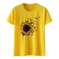 thumbnail image 4 of Uooqdmx Plus Size Tops for Women Short Sleeve Shirts for Women Letter Sunflower Butterfly Print Round Neck Short Sleeve T Shirt Top Summer Tops for Women 2024 Yellow XL, 4 of 4