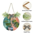 thumbnail image 2 of Potted Plants and Cats Front Door Porch Decoration Hanging Sign with Artificial Green Plants and Bow for Home Outdoor Indoor, 2 of 7