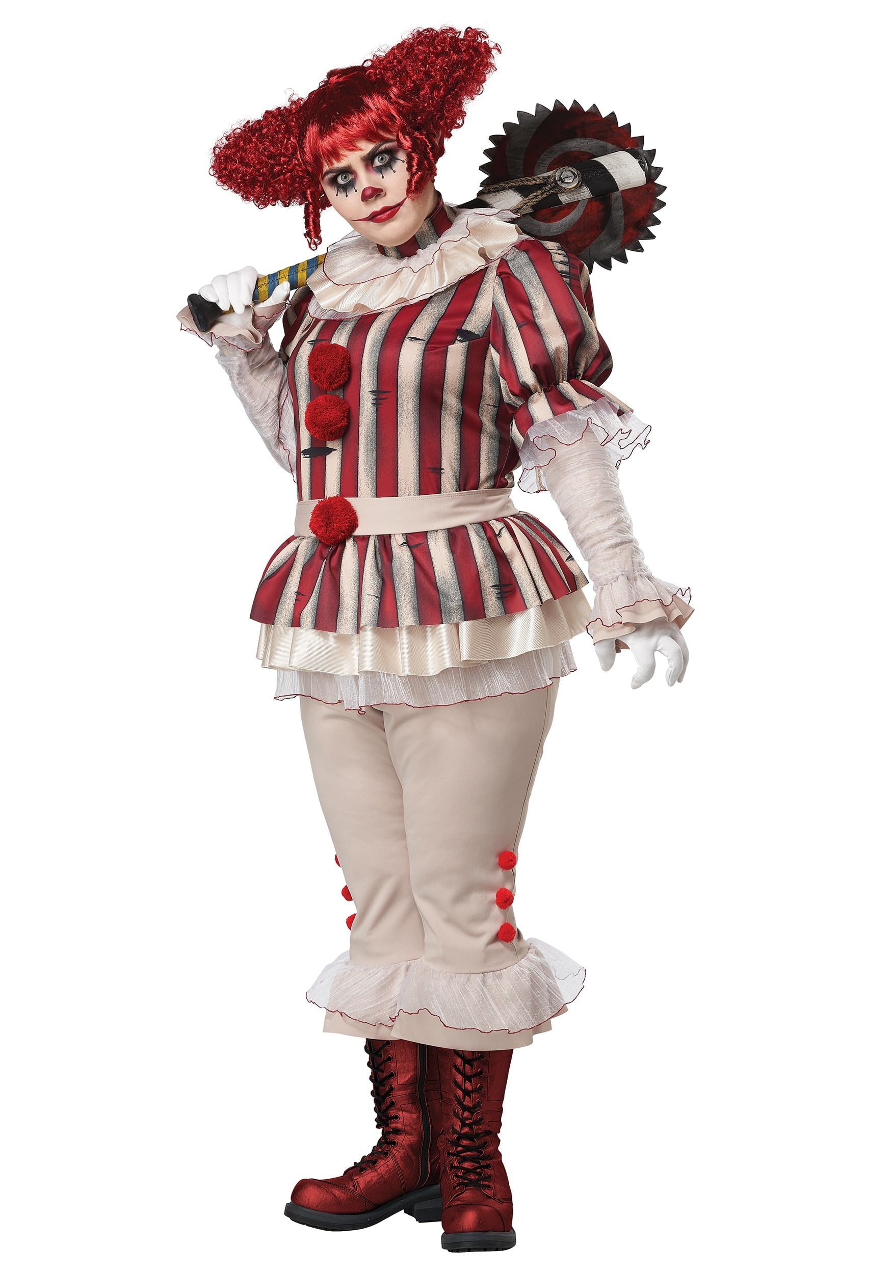 Creepy Scary Psycho Twisted Circus Clown Dress Pettiskirt Costume Adult Women 