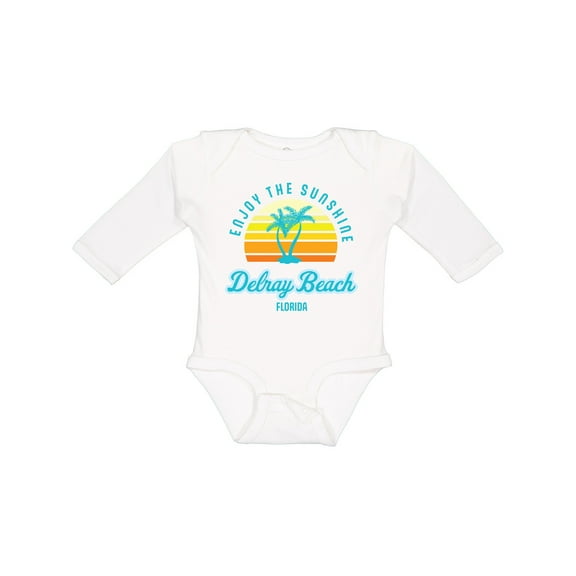 Inktastic Summer Enjoy the Sunshine Delray Beach Florida in Blue Boys or Girls Long Sleeve Baby Bodysuit