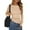 Apricot, variant on Womens Fall Long Sleeve Shirts Trendy Crew Neck Fitted Asymmetrical Going Out Tops Ruched Side Tee Blouse