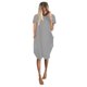 thumbnail image 3 of Txlixc Vestido De Cuello Redondo De Moda Para Mujer, Falda Media De Bolsillo Casual De Gran Tamaño De Manga Corta De Color Sólido De Temperamento De Verano Para Mujer Txlixc Moda, 3 of 3