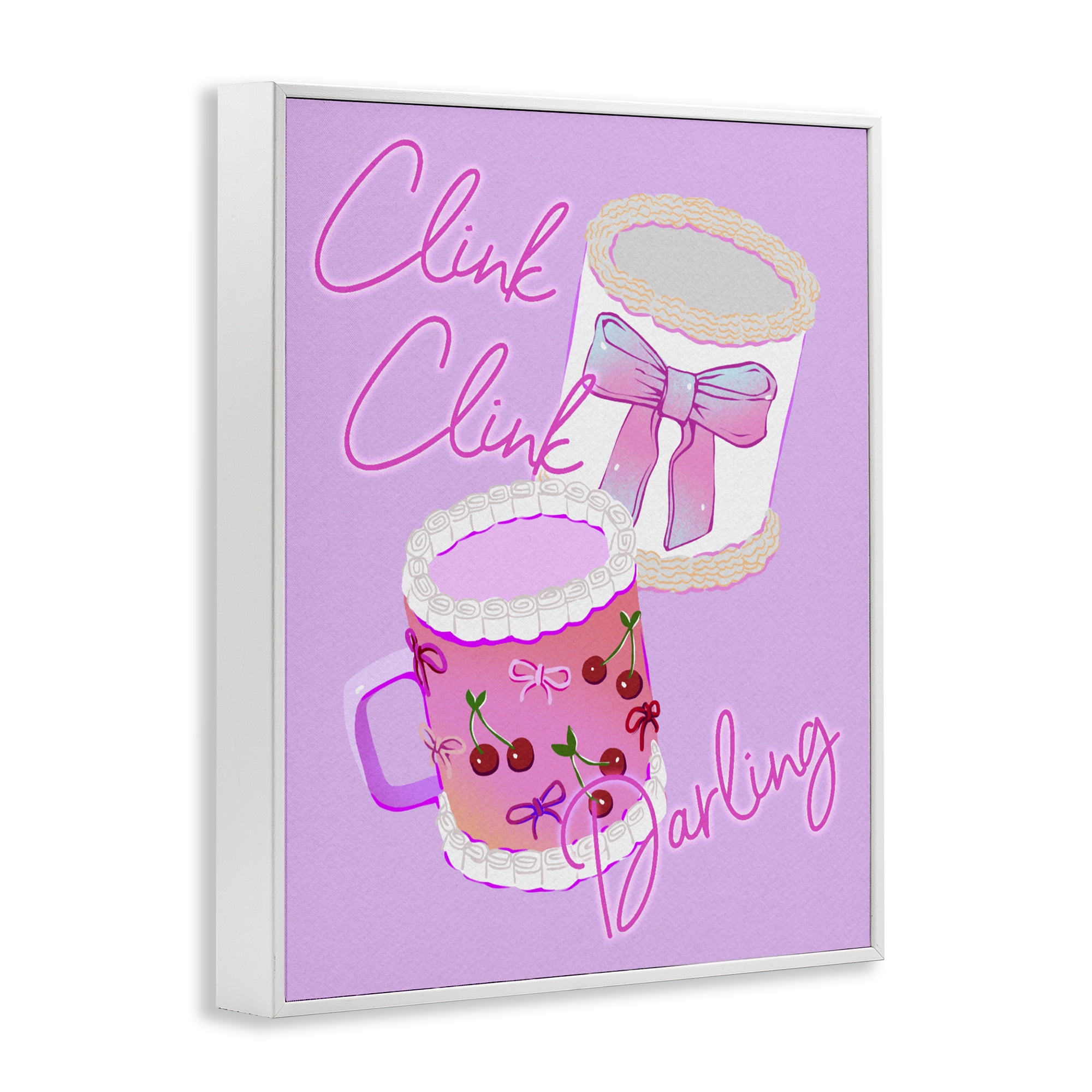 Stupell Industries Clink Darling Cherry Mug White Framed Giclee Art, design by Ziwei Li