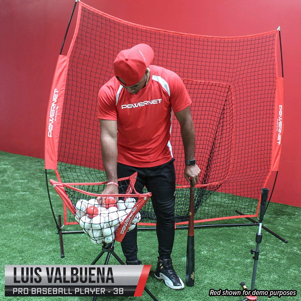 PowerNet DLX Pro Bundle (Baseball Softball Net w/ Strike Zone, 3 Training Balls, Travel Tee & Ball Caddy)