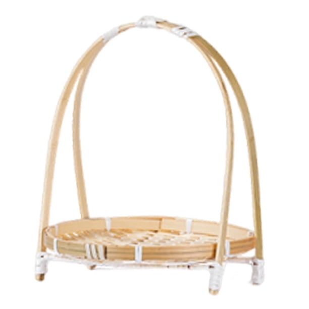 Cesta de almacenamiento portátil de bambú tejido para aperitivos, ideal para la mesa del comedor y la fruta. 1 capa