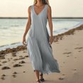 thumbnail image 2 of Admvng Robes pour Femmes Décontractées à Col en V Sans Manches Robe d'Été Grande Taille Ample Longue Robe de Plage d'Été P-2TG, 2 of 7
