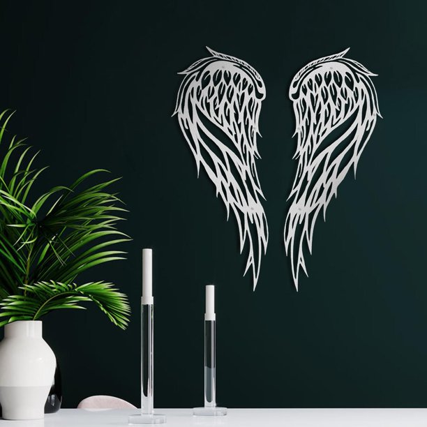 yuksok Engraved Pair of Angel Wing Decoration Retro Crafts