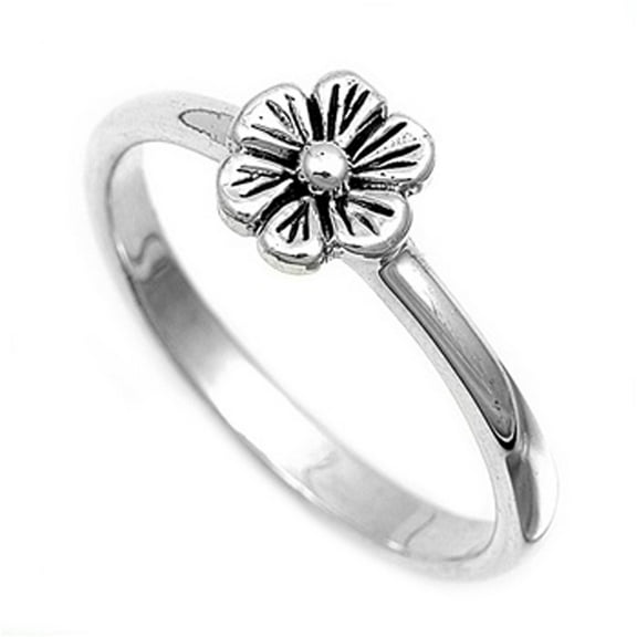 Sterling Silver Women's Flower Ring 925 Band 8mm Jewelry Female Male Unisex Size 8