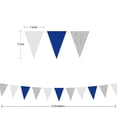 thumbnail image 2 of 23Ft 2Pcs Royal Blue Silver White Metallic Glitter Paper Triangle Banner Flag Garland Pennant Bunting for Graduation Birthday Wedding Bridal Shower Pirate Theme Party Nursery Decorations Supplies, 2 of 6