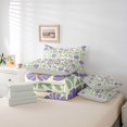 thumbnail image 6 of jejeloiu Retro Floral 7 Pieces Full Size Bedding Sets For Girls,Mid-Century Pattern Full Size Bed in a Bag,Purple Green Cream,Light Gray Reversible, 6 of 7